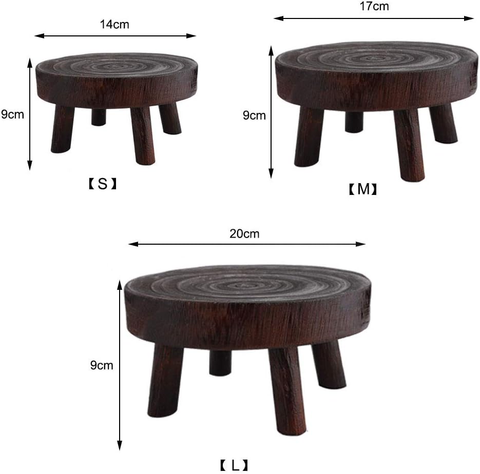 Wood Potted Plant Stand, Solid Wood Mini Stool Display for Vintage Round Rack Flower Pot Holders