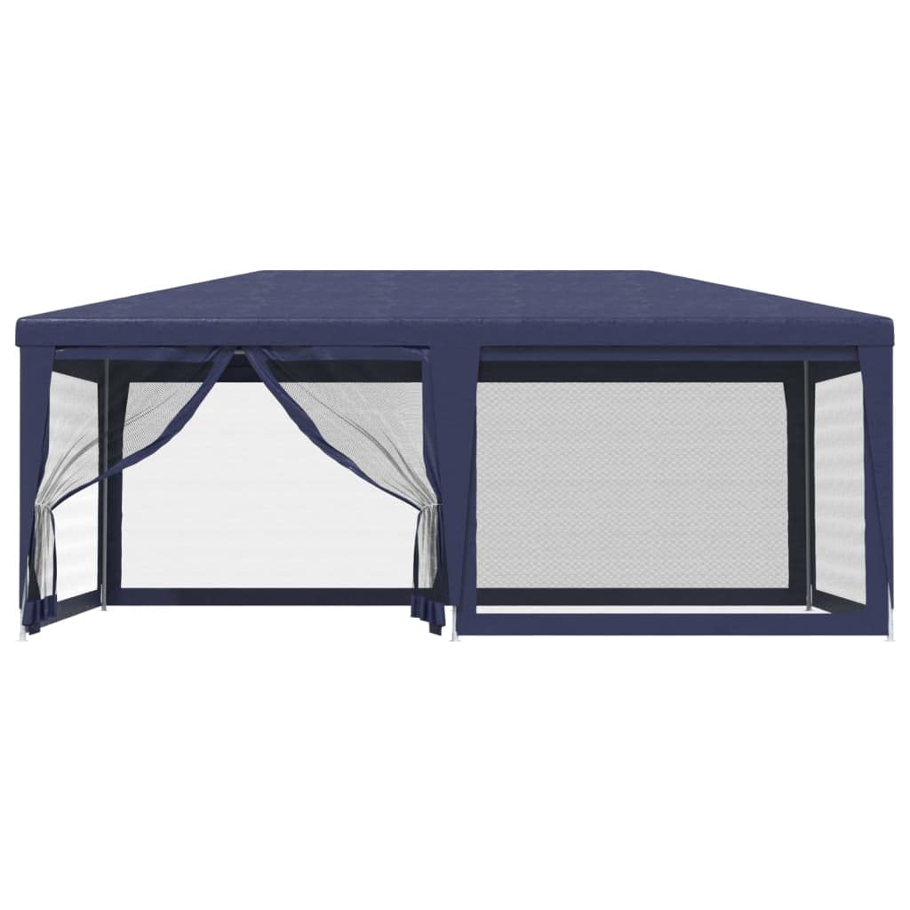 Party Tent, Blue 19.7'x13.1' HDPE, Waterproof UV Proof Outdoor Gazebo with 6 Mesh Sidewalls, Iron Frame for Events, Weddings, and Parties Outdoor Structures