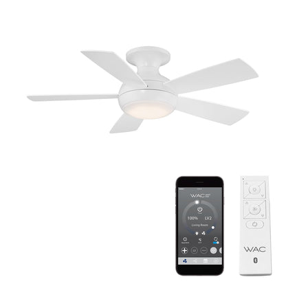 WAC Lighting F-034L-MW Odyssey 44" Hugger Ceiling Fan with LED Lights & Remote, Matte White