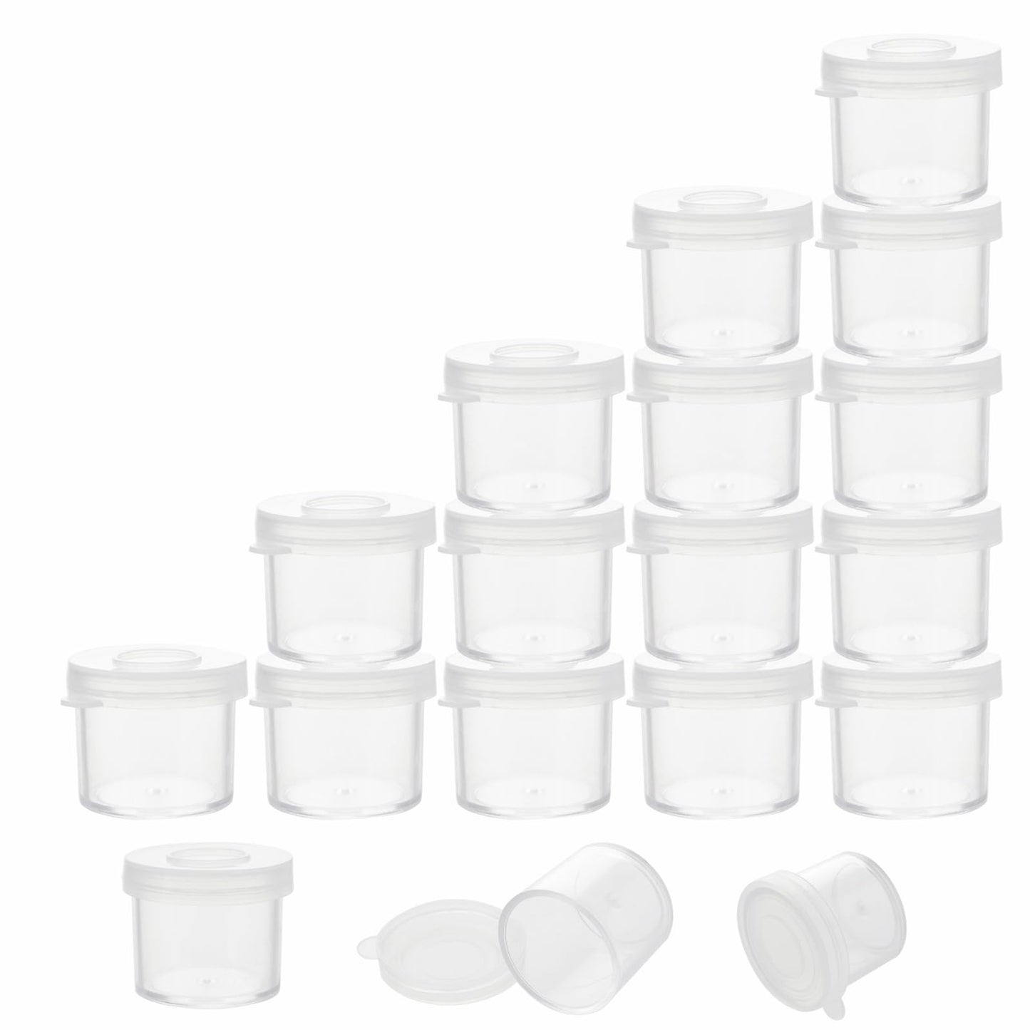 KOHAND 200PCS Plastic Mini Paint Cups with Lids, Small Sample Containers, Empty Craft Storage Pots for Beads, Glitter, Painting