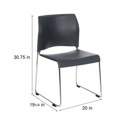 OEF Furnishings OEF8820-11-20/4 Commercial Stack Chair (Hard Plastic Seat and Back, Dark Gray, Chrome Frame, 4-Pack)