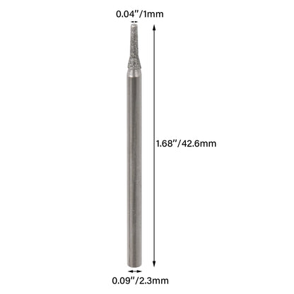 BQLZR 1mm Silver Gemstones Diamond Burrs Engraving Drill Bits Jewelry Jade Carving Drill Hole Tools Pack of 100