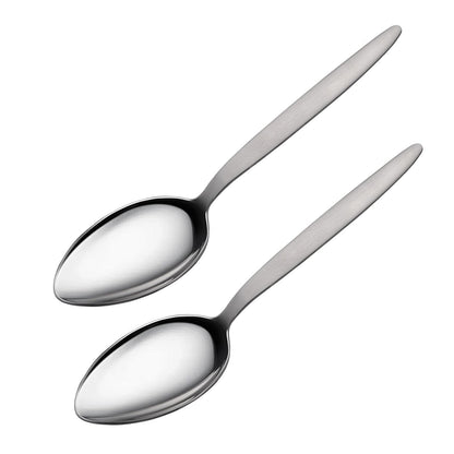 CURISEW 2-Pack Chef Kunz Spoon | Silver Stainless Steel 2 Tbsp Basting Spoon, 9 Inch Solid Sauce Spoons, Big Serving Spoons Stainless Steel, Plating & Quenelle & Cooking