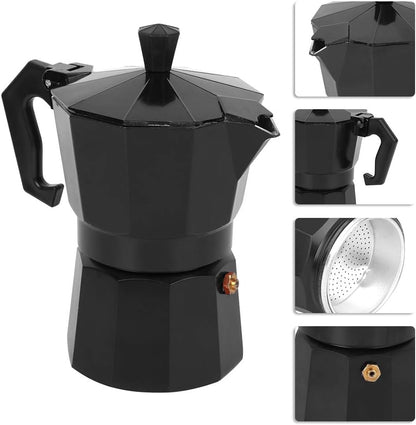 Oumefar 6 Cup Coffee Maker, Italian Coffee Maker Tool, Quick Pot for Home Office, Black