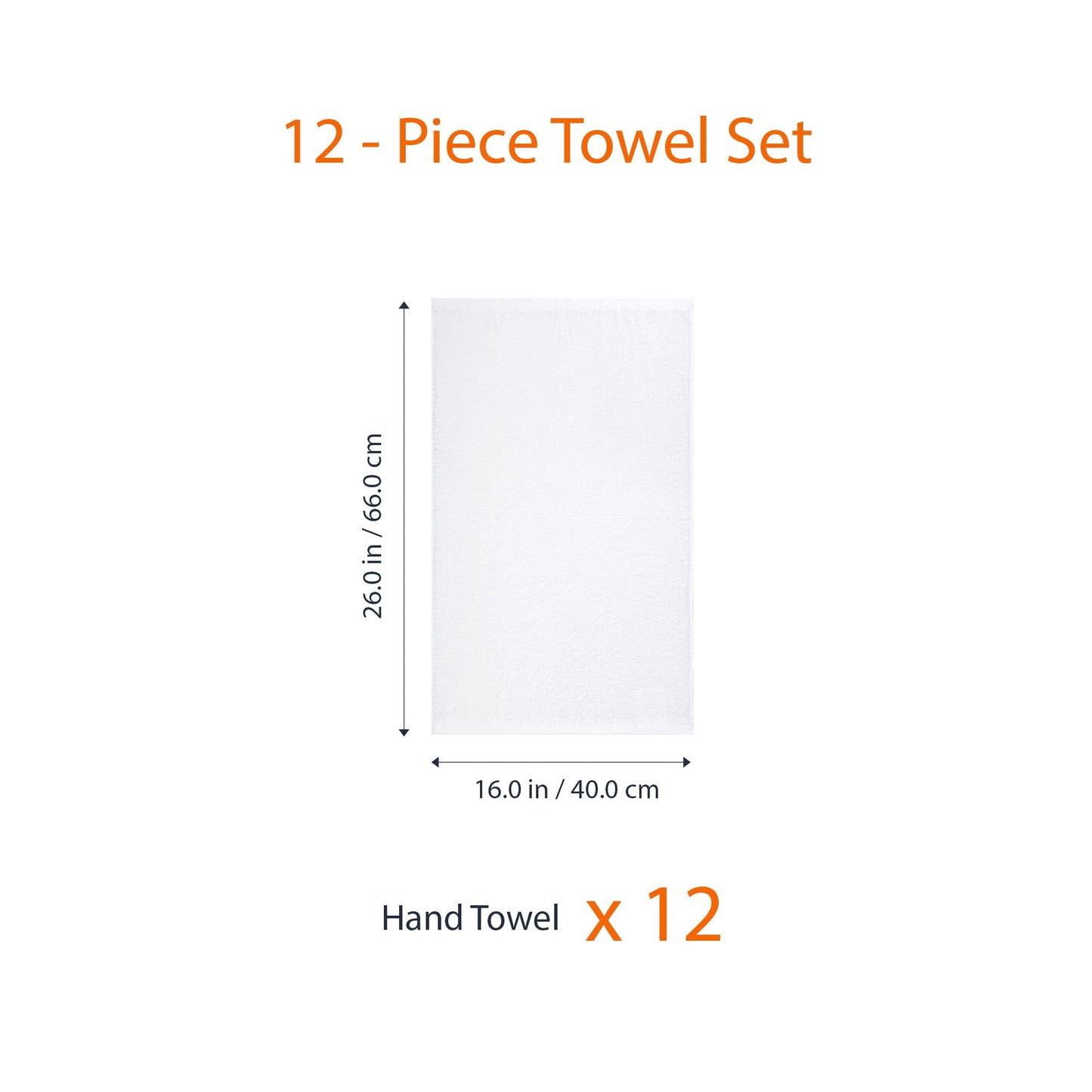 Amazon Basics Soft and Thick Cotton Hand Towels for Bath, Kitchen, Gym, 16 x 26 in, White, 12-Pack