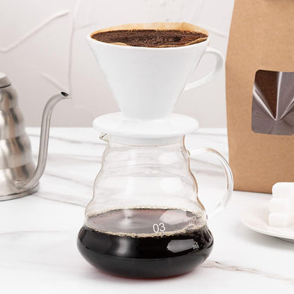 Restaurantware Restpresso 17 Ounce Coffee Dripper | 1 Reusable Coffee Cone with Drip Hole, White Ceramic Pour Over