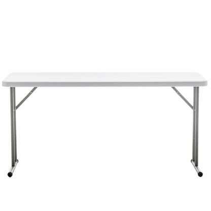 BTEXPERT Set of 10, 5-Foot - 60" Long White Plastic Folding Seminar Training Table Portable 18" Wide Narrow, 29" High, Events Indoor Outdoor Lightweight