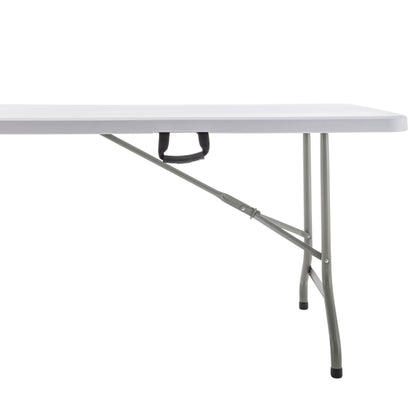 BTEXPERT Set of 5, 8-Foot - 96" Long White Plastic Folding Table Portable 30" Wide, 29" High, Indoor Outdoor Events Banquet Dining Party Patio