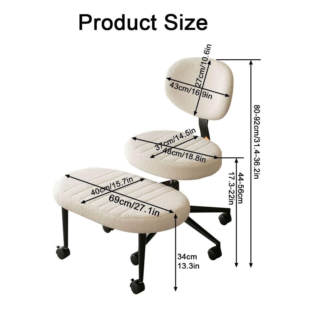 Cross Legged Office Chairs with Wheels,Flexible Kneeling Chair for Fidgeting,Ergonomic Wide Meditation Chair for Adults 360° Swivel Chairs(Pink)