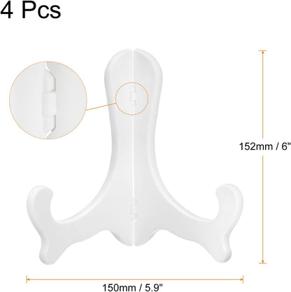 uxcell 4pcs 6" White Plastic Folding Easel Display Stand for Decorative Picture Frame