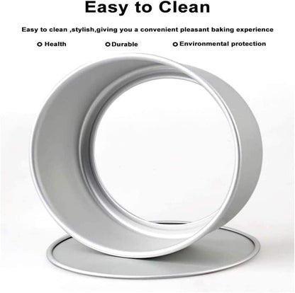 EXGOX 2 Pack 9-Inch Non-Stick Deep Aluminum Round Cake Pan with Removable Bottom for Wedding/Birthday/Christmas Baking