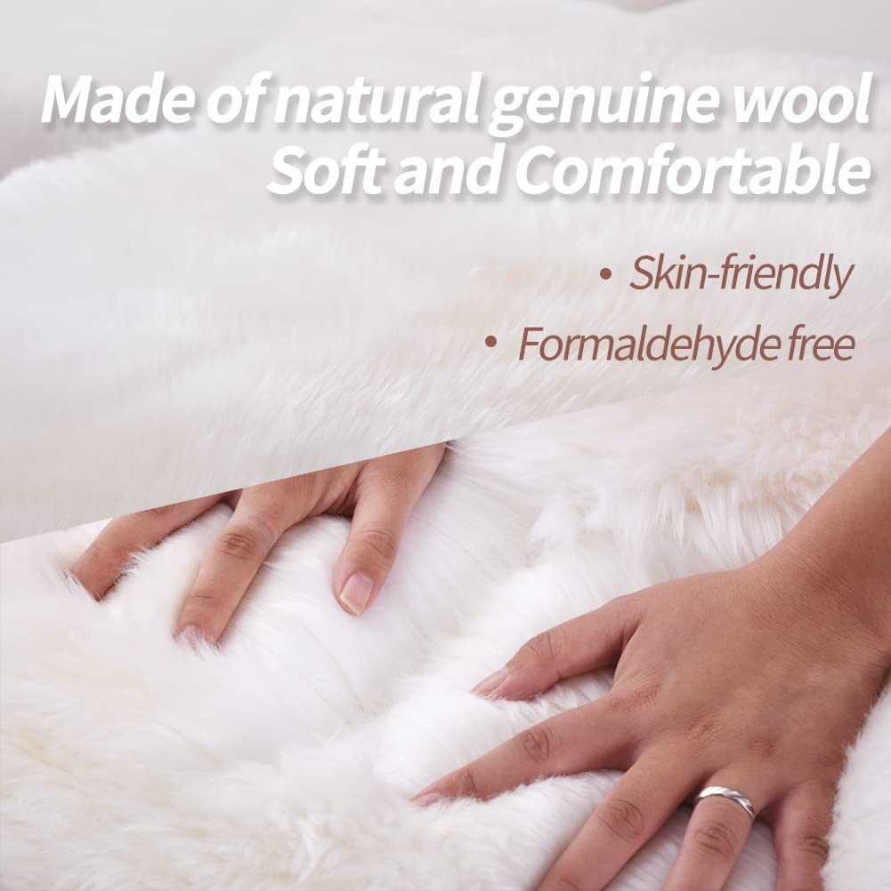 IRIWOOL Premium Genuine Fur Sheepskin Rug Real Australia Sheepskin Natural Luxury Fluffy Lambskin Fur Area Rug Seat Covers for Kids Bedroom Sofa Chair Cover (Light Brown, 4ft x 6ft)