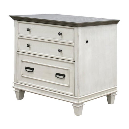 BOWERY HILL Wood Lateral File with Locking Legal/Letter File Drawer in White, Solid Wood, Sturdy Construction, Office Storage, Secure Document Organization, Durable Home or Work Use