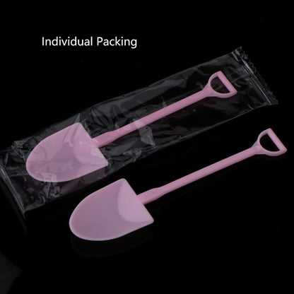 Colorful Novelty Disposable Plastic Shovel Shape Dessert Spoon, Set of 100
