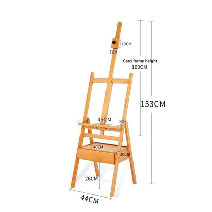 INUUXLG Artist Outdoors Easel Large Storage Drawer Easel H-Frame Beech Wood Easel Multicolor Can Place Canvas Height 100CM B-44 * 43.5 * 153CM