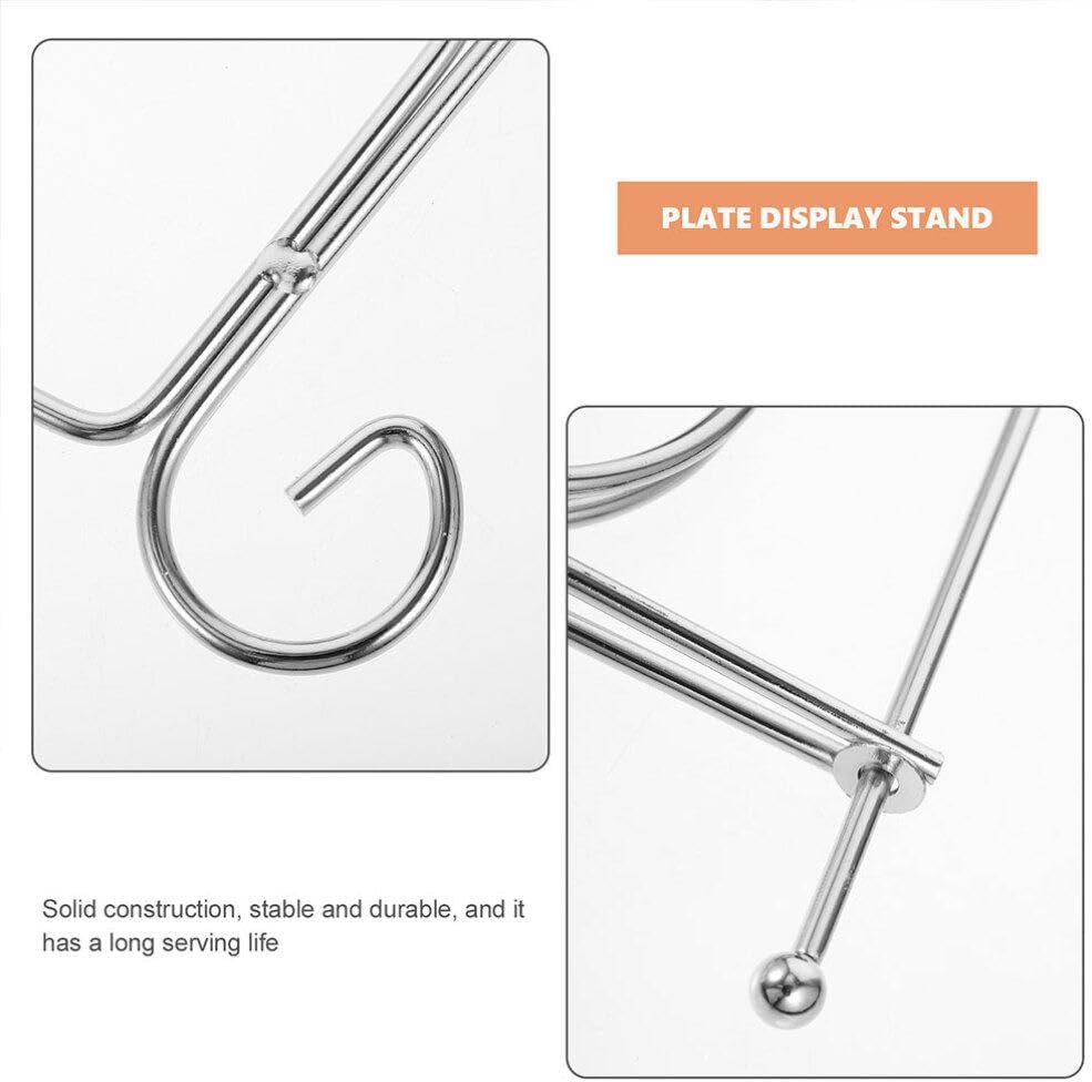 HOMSFOU Iron Plate Stand, Silver Easel Display Holder for Picture Frame, Photo Showing Rack
