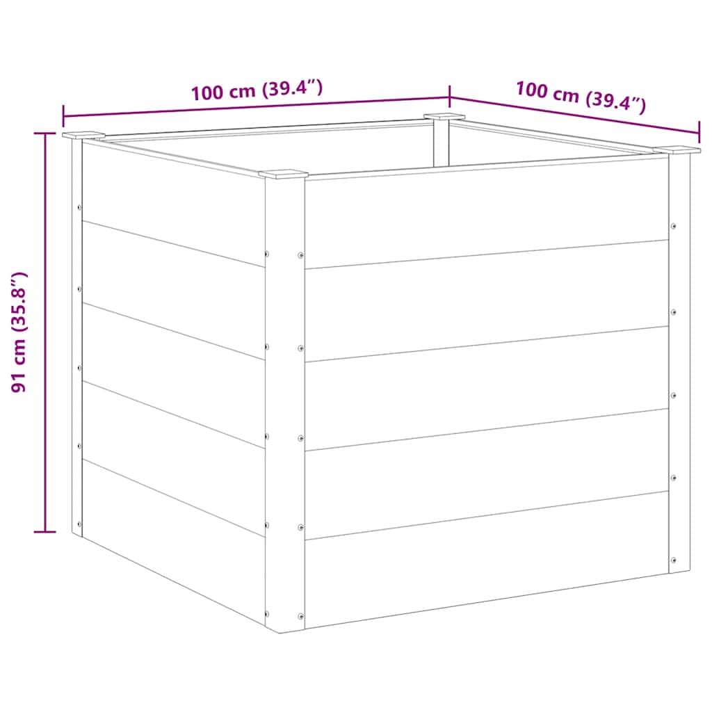 Mhdvray 39.4" Grey Square Raised Garden Bed, Wood-Plastic Composite Elevated Planter Box for Patio & Terrace, Large Outdoor Planter 100x100x91 cm