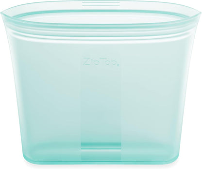 Zip Top Reusable Food Storage Bags | Silicone Meal Prep Container, Sandwich Bag [Teal] | Microwave, Dishwasher and
