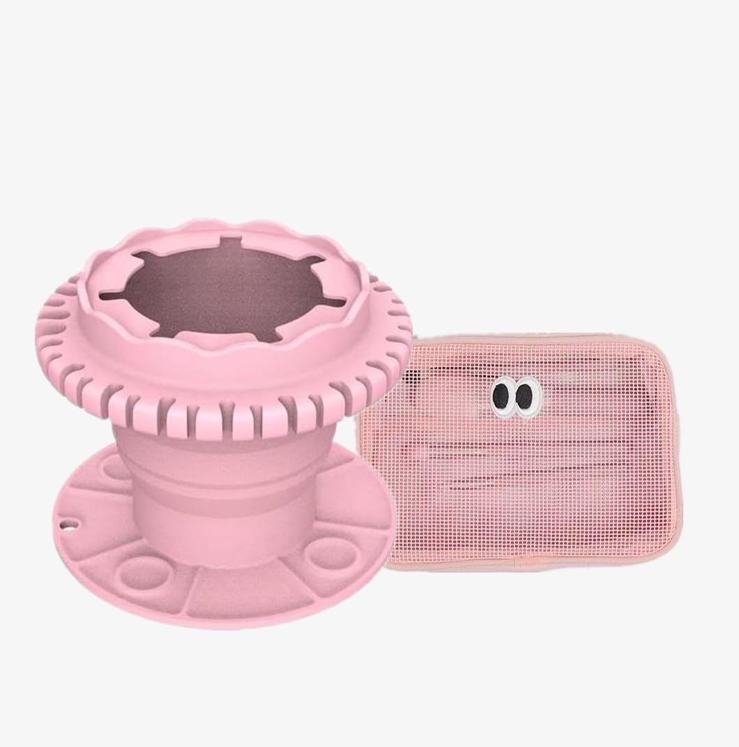 Painter's Foldable palette Paint Brush Cleaner Rinse Cup Brushes Holder (All-in-One) with Storage bag, Silicone safe and easy to clean, easy to store for Acrylics, Oils and Water-Based Paints (Pink)
