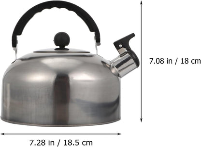 ABOOFAN Whistling Tea Kettle - Stainless Steel 2L Teapot for Stovetop Hot Water, Fast Boil Silver Kettle