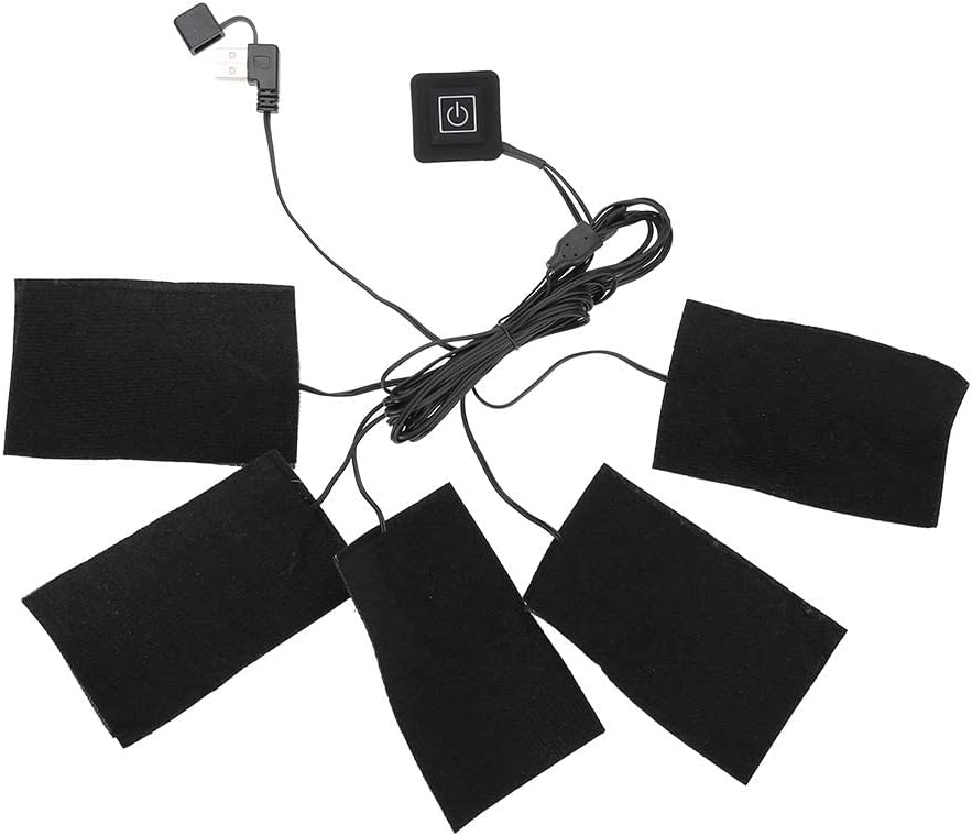 USB Electric Heated Pad, Five Heater Pads, Carbon Fiber Heated Sheet, Temperature Warmer Tool