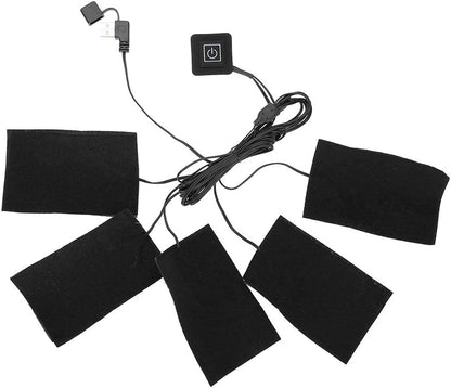 USB Electric Heated Pad, Five Heater Pads, Carbon Fiber Heated Sheet, Temperature Warmer Tool