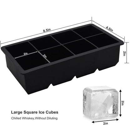 Bangp Large Ice Cube Tray for Whiskey,2 Pack Stackable Big Ice Cube Molds Make 16 Big Whiskey Ice Cubes,Easy Release Square Ice Cube Maker for Cocktails,Whiskey,Soups and Frozen Treats