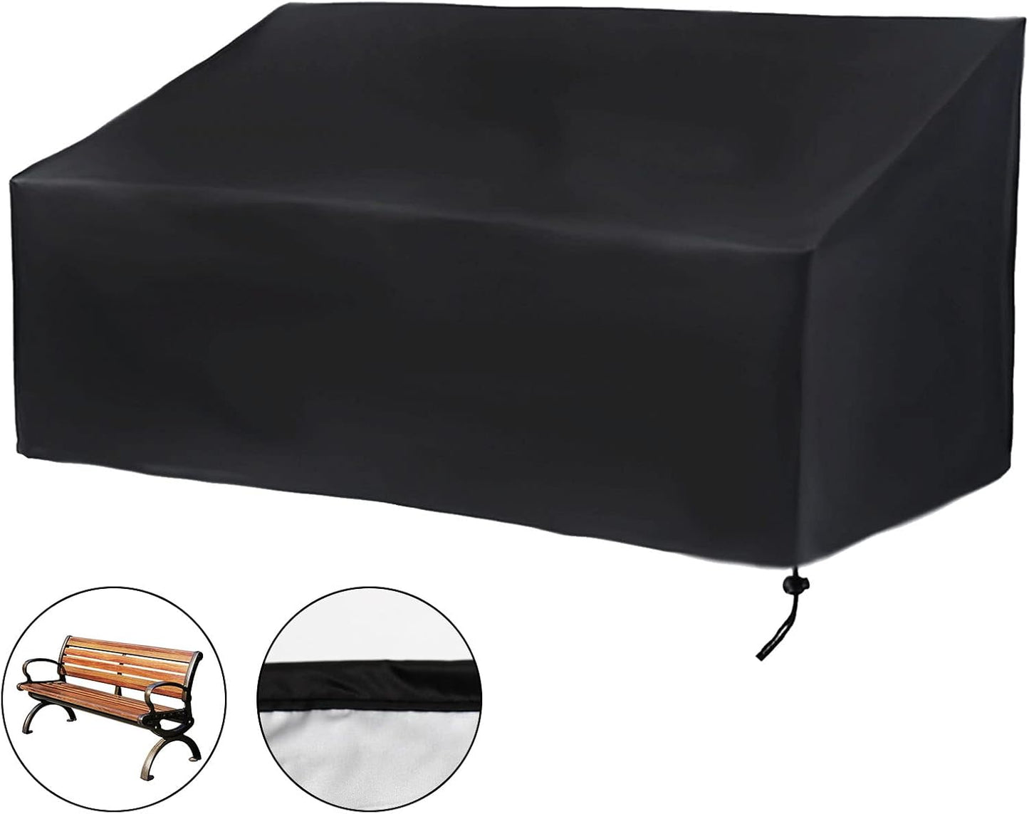 Hoypeyfiy Waterproof Oxford Fabric Patio Bench Cover - Black, Fits Standard Benches