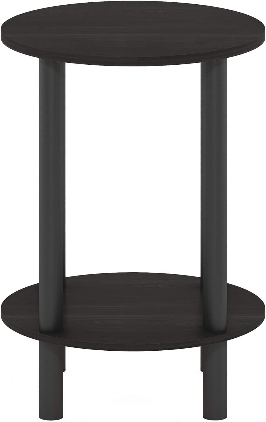2-Tier Furinno Turn-N-Tube Side Table, Round End Table, Toolless Assembly Night Stand, Bedside Table with Open Shelf