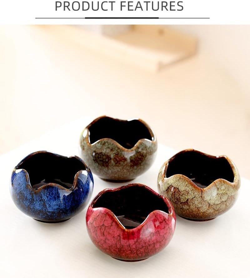 YYW Succulent Pots - 4 Pcs Ceramic Planters in Egg Broken Shell Design with Drainage Hole for Home Office Outdoor Decor
