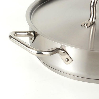 HOMICHEF Braiser Pan 5 Quart with Lid Nickel Free Stainless Steel - Matte Polished Deep Saute Pan Non Toxic - 5 Qt Braiser with Stainless Steel Lid Induction