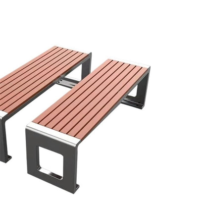 FYorbitH bancas de Patio Exterior Park Outdoor Bench with Backrest Stainless Steel Seat Wooden Brown Color