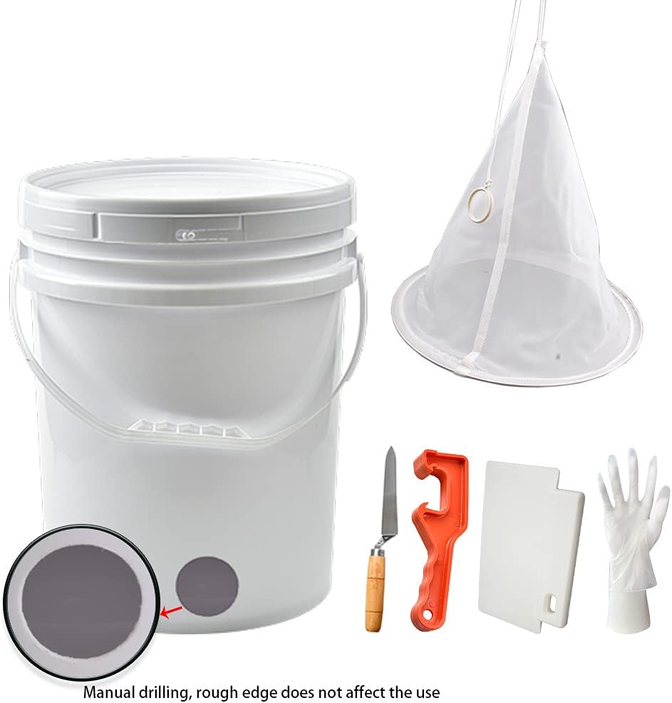 5 10pcs Set Gallon Plastic Honey Bucket Kit - Honey Harvesting Tool with Gate Valve, Filter & Beekeeping Supplies |