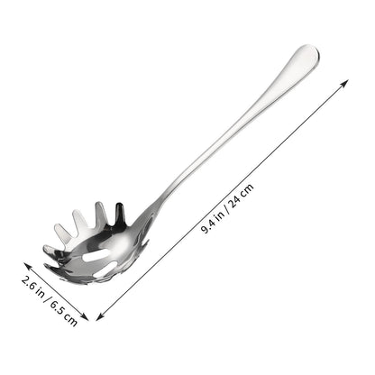 Angoily Spaghetti Spoon Stainless Steel Silver Pasta Spoon with Teeth Versatile Kitchen Tool for Noodle Egg Ramen Soup and Dumplings Cooking Pasta Server Utensil for Home Use 9.4 Inch