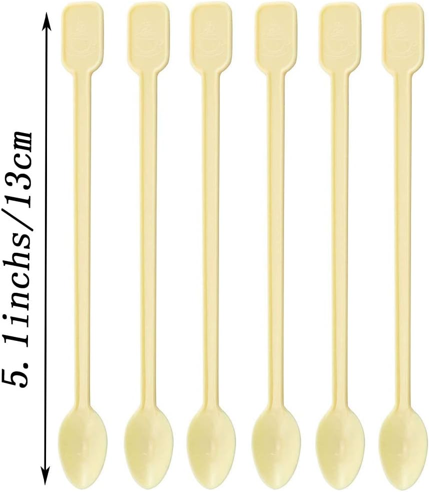 500 PCS Disposable Tiny Coffee Spoon, Beige Plastic Stir Cocktail Sticks, Mini Tea Stirrer