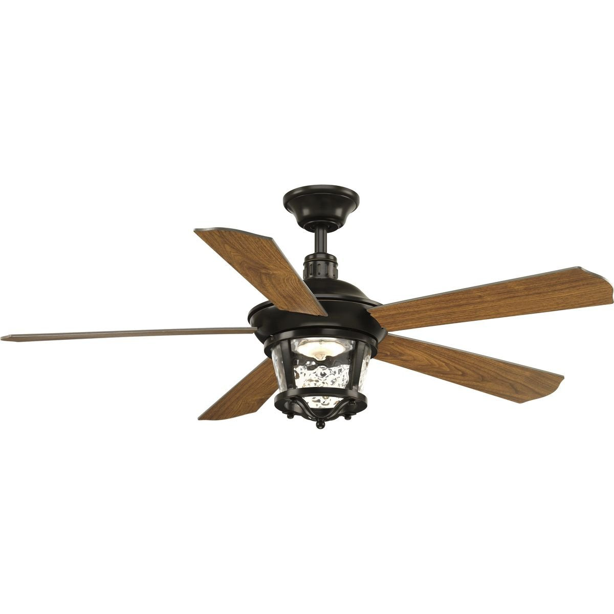 Progress Lighting P2576-2030K Protruding Mount, 5 Walnut Blades Ceiling fan with 18 watts light, Antique Bronze