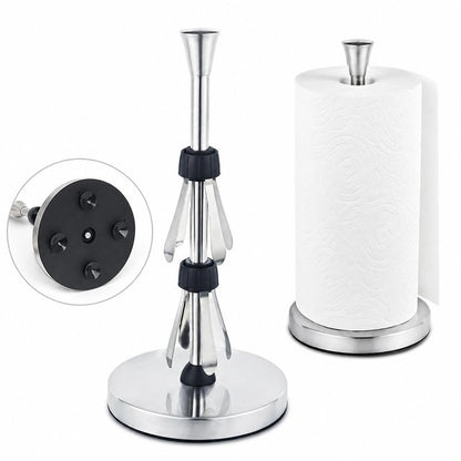 Paper Towel Holder Countertop with Suction Cups - Heavy Duty (2.9 lbs) Stainless Steel Paper Towel Dispenser, One-Hand Tear for Kitchen, Fits Standard & Mega Rolls