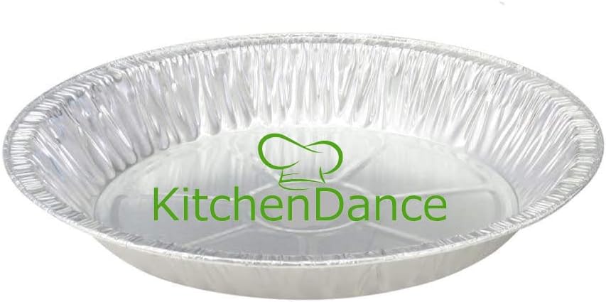 KitchenDance Disposable Aluminum Pie Pan - 11" Heavy Duty Nonstick Foil Pans for Baking and Cooking, 10 Pack
