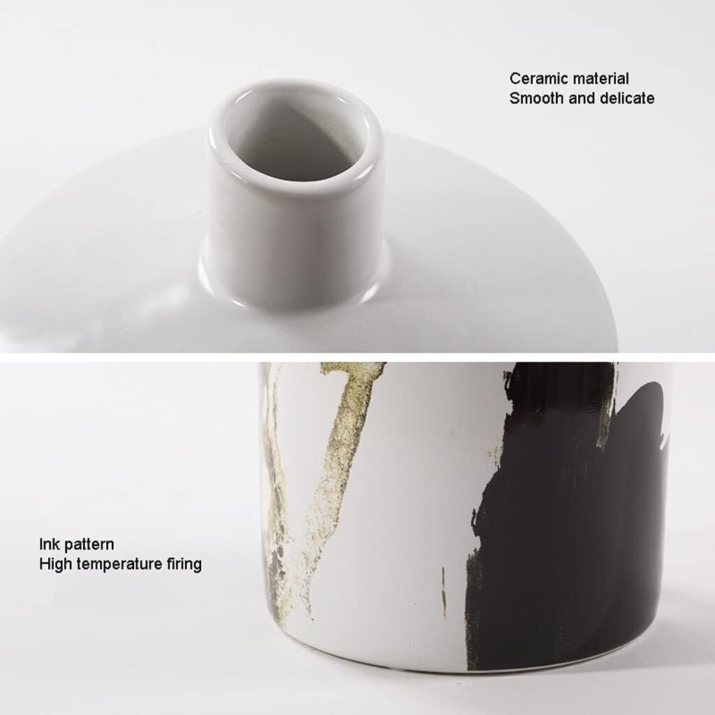 Modern Chinese Ink Wash Ceramic Vase, Handcrafted Countertop Decor for Flowers, Living Room, Office, Gift Idea
