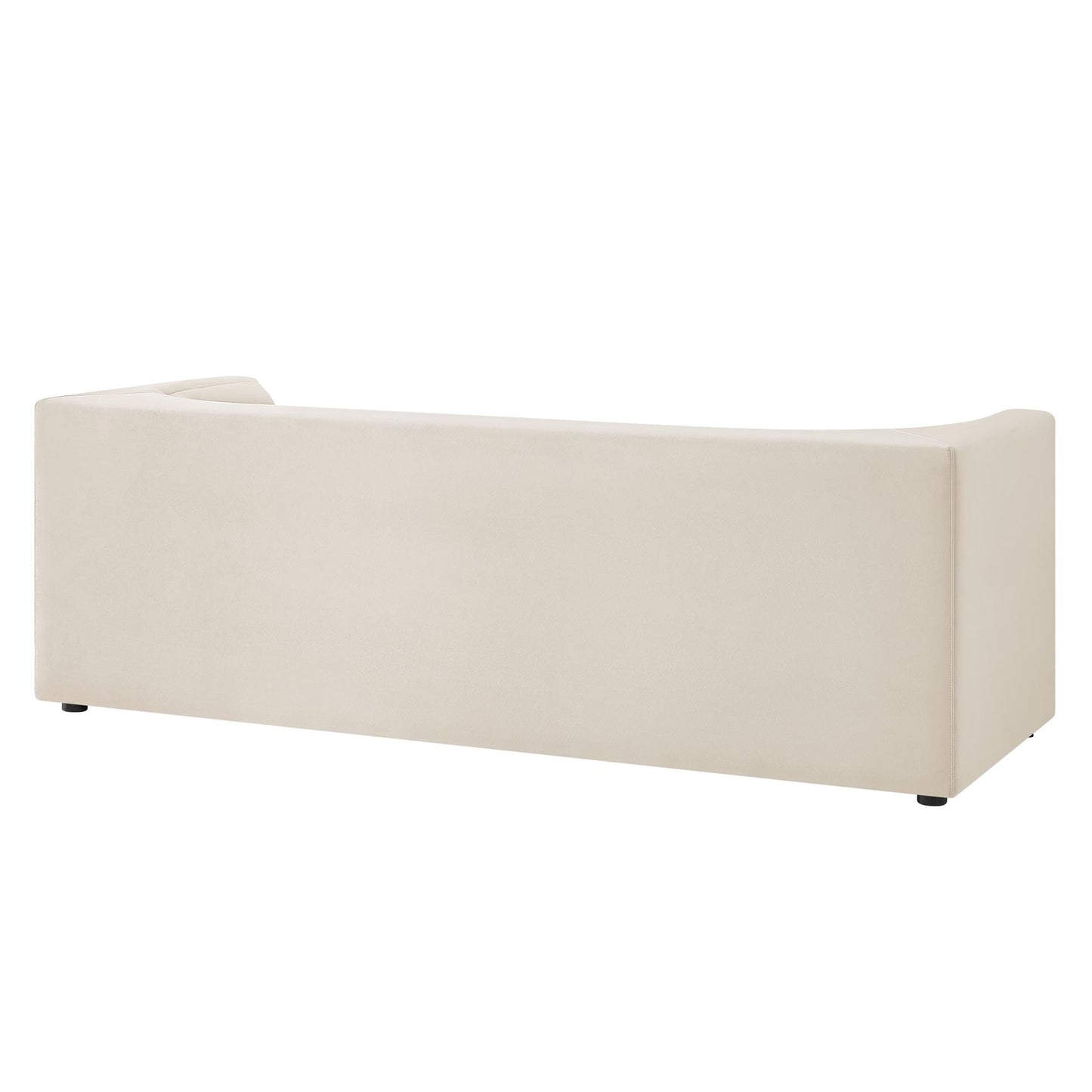 Modway Hilda 86 Inch Modern Curved Back Performance Velvet Sofa in Alabaster – Plush Upholstered 3-Seat Couch for Living Room, Apartment, Office