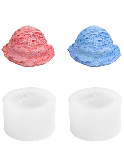 Liiaiyter Ice Cream Silicone Mold with Edge, 2 Pieces Ice-Creams Resin Candle Mold, Soap Mold for Wedding Birthday Party Decor Soap Craft DIY Crafts Chocolate Fondant(Ice-Cream Ball)