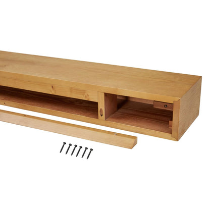 Touchstone Floating Fireplace Mantel Shelf – Solid Wood Wall-Mounted Mantel – Rustic Farmhouse Style 84 Inch – Natural Finish