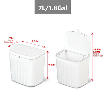 Glad Roomate Under Counter Waste Bin | Space Saving Small Trash Can for Kitchen Cabinet, Bathroom or Office | Dual Lid for Ease of Opening, 7 Liter, White