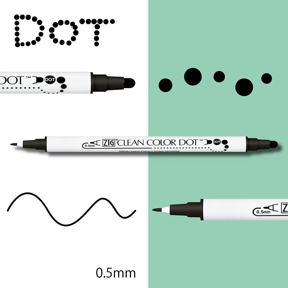 Kuretake ZIG Twin Marker BLACK 4 Assortment set for Hand Lettering, Calligraphy Art, Illustration, Journaling, Cartooning, AP- Certificated, Made in Japan