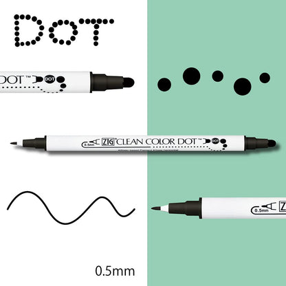 Kuretake ZIG Twin Marker BLACK 4 Assortment set for Hand Lettering, Calligraphy Art, Illustration, Journaling, Cartooning, AP- Certificated, Made in Japan