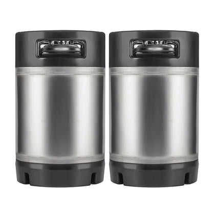 TMCRAFT New 2.5 Gallon Ball Lock Keg, Stainless Steel Beer Keg with Dual Rubber Handle for Home Brew- 2 Pack