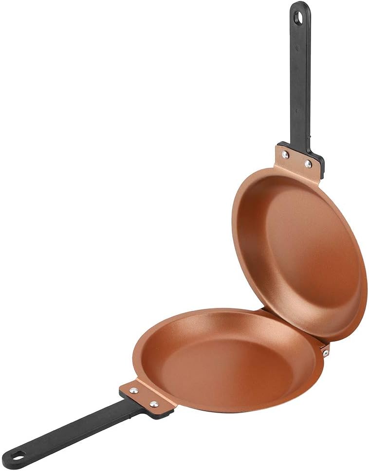 Iron Double Side Egg Frying Pan, Nonstick Skillet for Breakfast Cooking, Suitable for Gas Stove