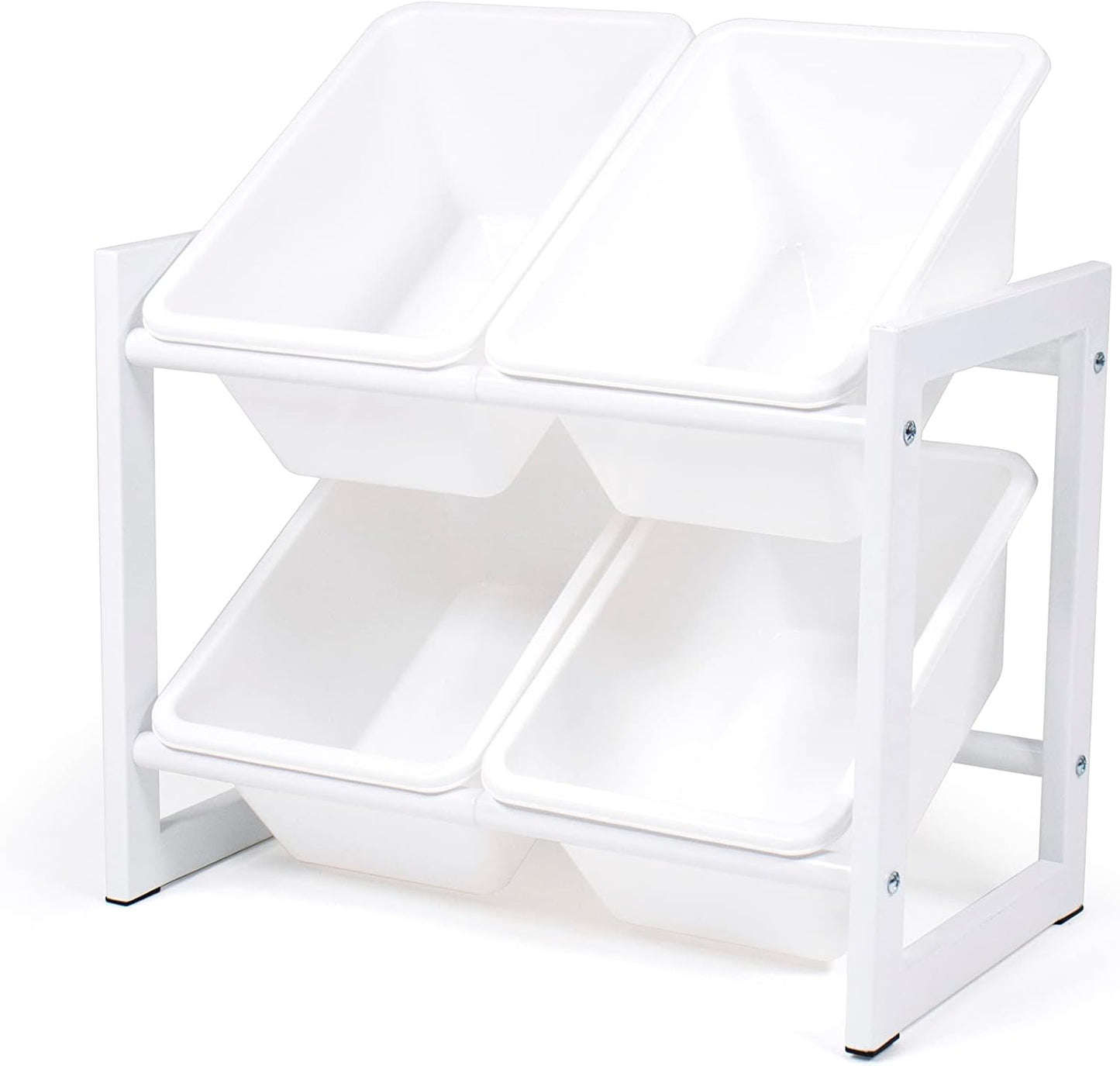 Humble Crew Compact 4 Bin Organizer with Metal Frame, White