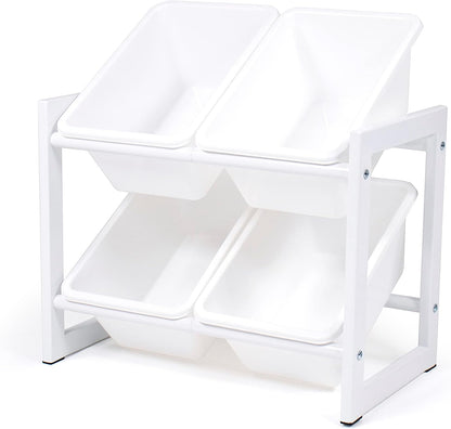 Humble Crew Compact 4 Bin Organizer with Metal Frame, White