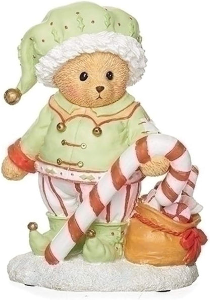 Roman Cherished Teddies Percy Elf Bear Figurine, 4 Inch Multicolor